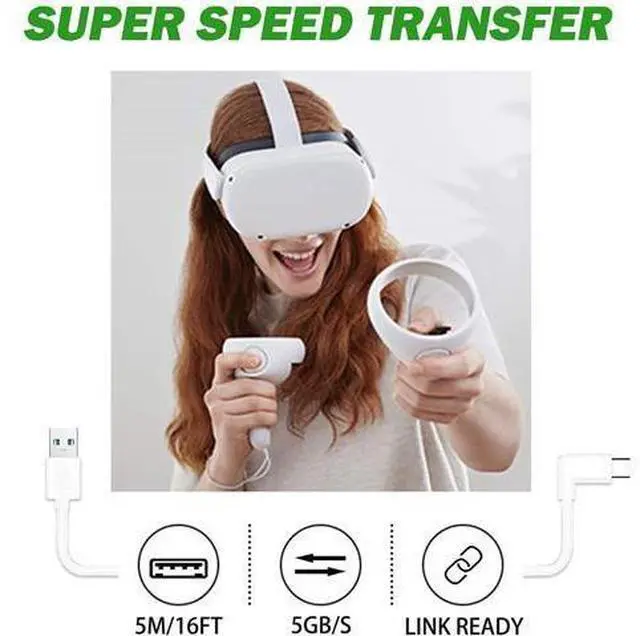Alt view image 5 of 7 - for Oculus Quest 2 Link Cable 16ft(5M), USB Type C to A, USB 3.2 Gen1 5Gbps/3A, Oculus Link Cable, Oculus Link, Oculus Cable with High Speed Data Transfer & Fast Charging (White, 5m/16ft)