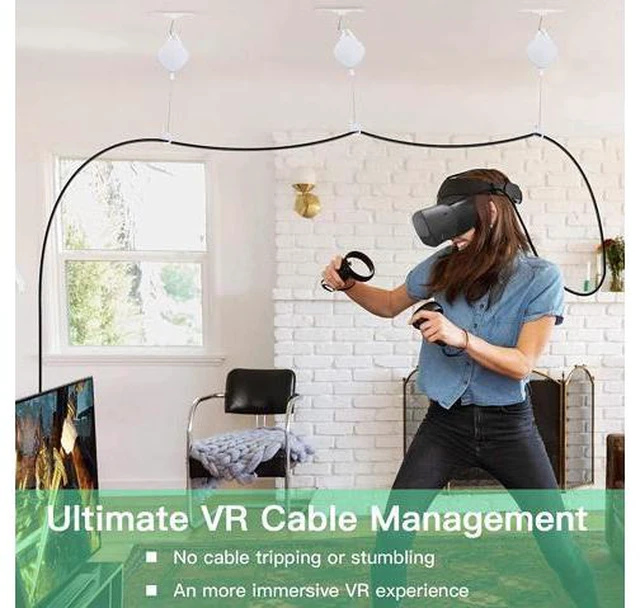 Alt view image 7 of 7 - VR Cable Management - Virtual Reality Wire Ceiling Pulley System for Oculus Quest/Quest 2/Oculus Rift S/Lenovo/Playstation VR/HTC Vive/HTC Vive Pro/Samsung Odyssey VR/Valve Index VR Accessorie (6PCS)