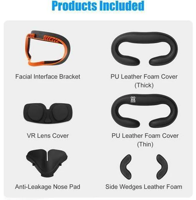 Alt view image 7 of 7 - Resilient VR Facial Vent Soft Interface Bracket & Anti-Leakage Light PU Leather Foam Face Cover Replacement Pad Custom Comfort Accessories 7-Piece Set for Oculus Quest 2 (Orange,7-in-1)