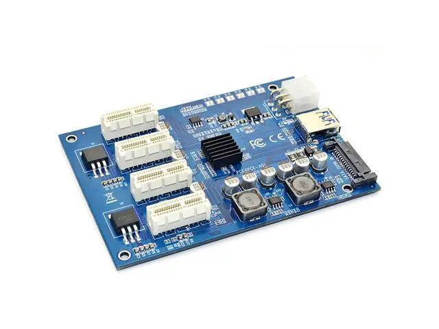 Alt view image 3 of 7 - PCI-E X1 To 4PCI-E X16 Expansion Kit 1 To 4 Port PCI Express Switch Multiplier Hub 6Pin Sata Usb Riser Card For BTC Miner