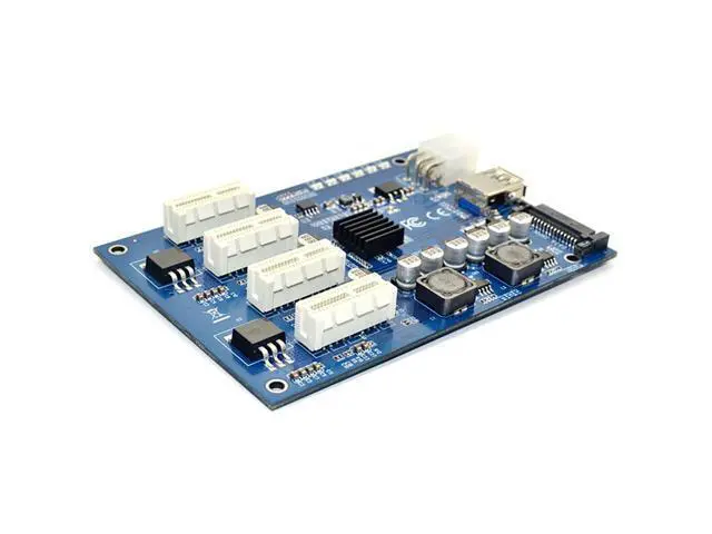 Alt view image 7 of 7 - PCI-E X1 To 4PCI-E X16 Expansion Kit 1 To 4 Port PCI Express Switch Multiplier Hub 6Pin Sata Usb Riser Card For BTC Miner