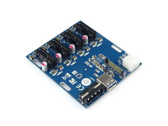 Alt view image 2 of 6 - PCIe to PCI Express 1 to 4 Slot Riser Card Mini ITX to External 4 PCI-e Adapter Port Multiplier Card for Miner BTC