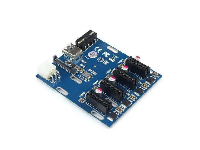 Alt view image 4 of 6 - PCIe to PCI Express 1 to 4 Slot Riser Card Mini ITX to External 4 PCI-e Adapter Port Multiplier Card for Miner BTC
