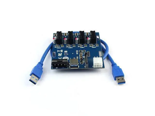 Alt view image 5 of 6 - PCIe to PCI Express 1 to 4 Slot Riser Card Mini ITX to External 4 PCI-e Adapter Port Multiplier Card for Miner BTC
