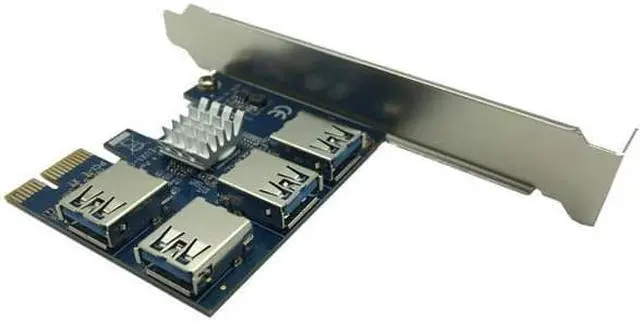 Alt view image 4 of 6 - 4 Ports USB 3.0 PCI-E Express 1X to 4X Converter Expansion Card Adapter PCIe X1 Riser Card For BTC Bitcoin Mining Machine