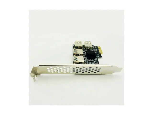 Alt view image 3 of 6 - New 4 Ports PCIe Riser Adapter Board PCI-E 1x to 4 USB 3.0 PCI-E Rabbet GPU Riser Extender Ethereum ETH/Monero XMR/Zcash ZEC 16X External Slot Card Multiplier for Miner Mining BTC
