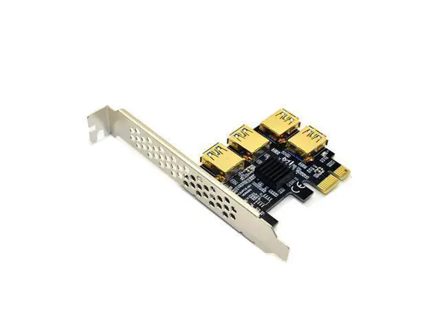 Alt view image 4 of 6 - New 4 Ports PCIe Riser Adapter Board PCI-E 1x to 4 USB 3.0 PCI-E Rabbet GPU Riser Extender Ethereum ETH/Monero XMR/Zcash ZEC 16X External Slot Card Multiplier for Miner Mining BTC
