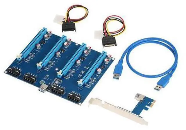 Main image of PCI-E 1 to 4 PCI Express 16X Slots Riser Card Mining Modules PCI-e 1X to External 4 PCIe Slots Adapter Pcie Port Multiplier