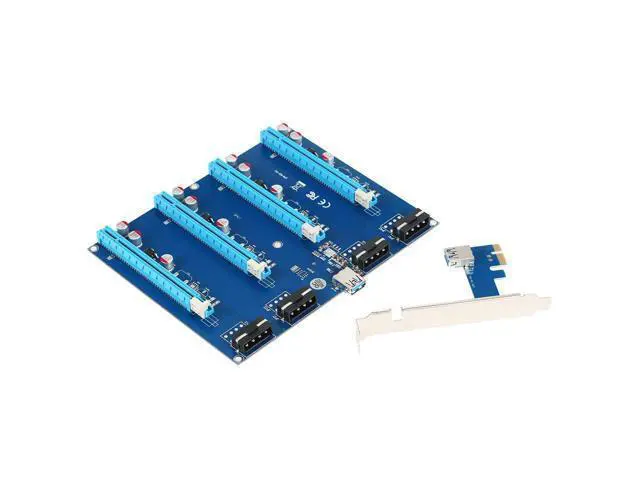 Alt view image 2 of 5 - PCI-E 1 to 4 PCI Express 16X Slots Riser Card Mining Modules PCI-e 1X to External 4 PCIe Slots Adapter Pcie Port Multiplier