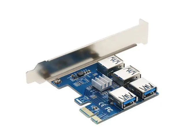 Alt view image 2 of 4 - PCI Express Riser Card Extender 1X to 4 PCI-E 16X Slots for Mining Miner ETH BTC 4 in 1 PCIe Riser Adapter Board USB3.0 PCI-e