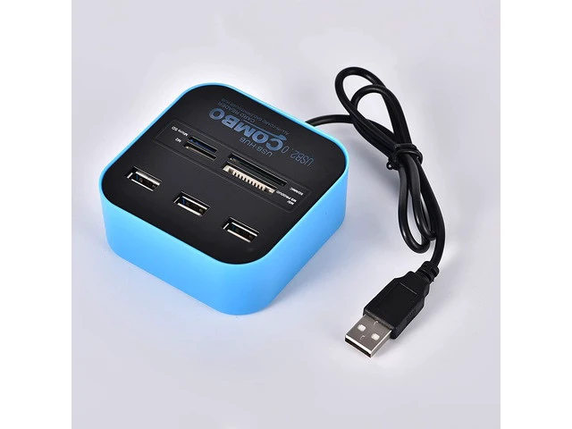 Alt view image 2 of 5 - YFDSPSM Blue USB Splitter Memory Card Reader USB sd Card Reader Card Reader for Camera Memory Card Micro sd Reader Card Reader 7 in 1