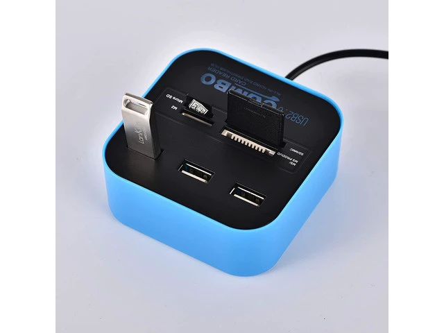 Alt view image 3 of 5 - YFDSPSM Blue USB Splitter Memory Card Reader USB sd Card Reader Card Reader for Camera Memory Card Micro sd Reader Card Reader 7 in 1