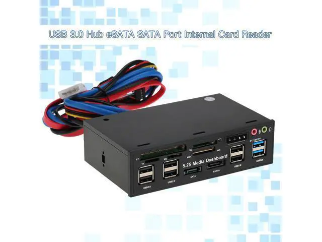 Alt view image 3 of 7 - Multi-Function 5.25 Bay USB 3.0 Hub eSATA,Sata Front Panel, SATA Port Internal Card Reader PC Dashboard Media Front Panel Audio for SD MS CF TF M2 MMC Memory Cards Fits 5.25" Bay