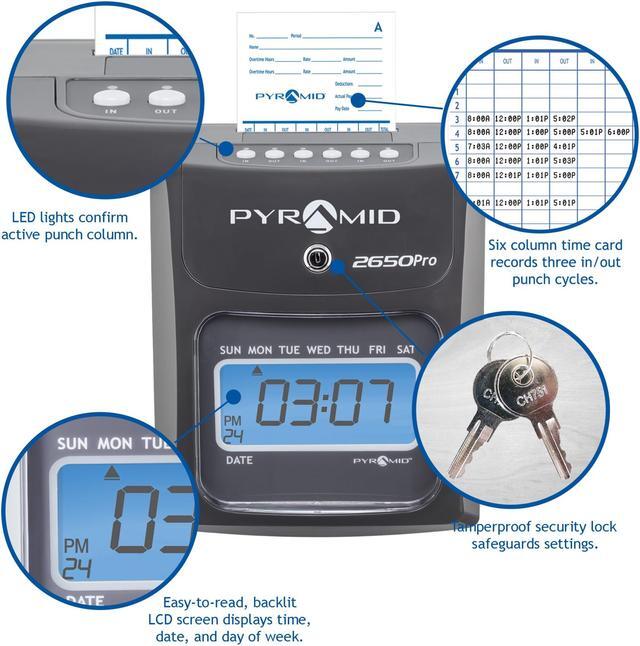 2650 Pro Auto Aligning Time Clock, LCD Display, Charcoal