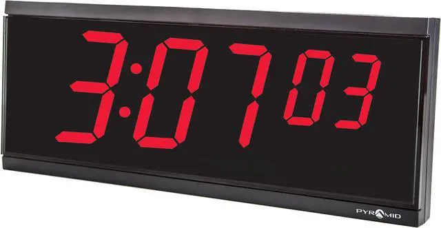 Alt view image 5 of 7 - Pyramid 4in x 6 Digit Red LED Digital Wall Clock