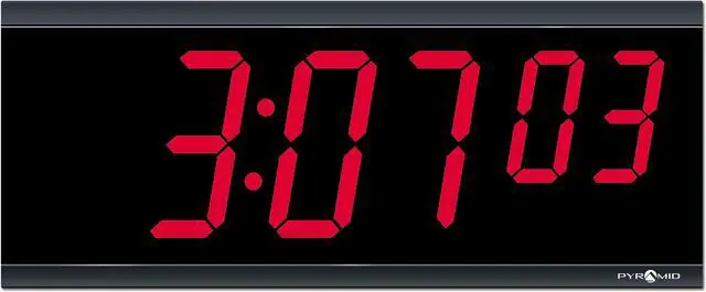 Alt view image 3 of 7 - Pyramid 4in x 6 Digit Red LED Digital Wall Clock