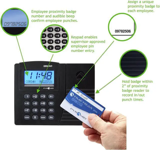 Alt view image 2 of 13 - Pyramid Time Systems Trax Elite TTPROXEK Automated Proximity Time Clock System, Includes Software Download, Windows Compatible, Made in USA, Black, No Touch Employee Punch In