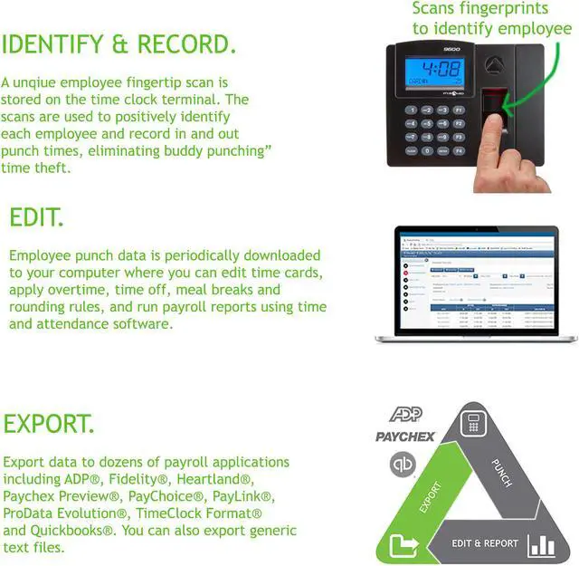 Alt view image 3 of 11 - PYRAMID TTELITEEK Biometric Time Clock System,Digital,