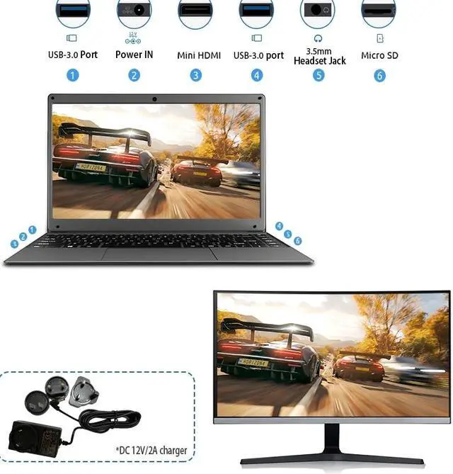 Alt view image 7 of 7 - BMAX S13A Windows 10 Notebook 13.3 inch Intel N3350 Laptop 8GB LPDDR4 128GB SSD 1920*1080 IPS Intel Laptops