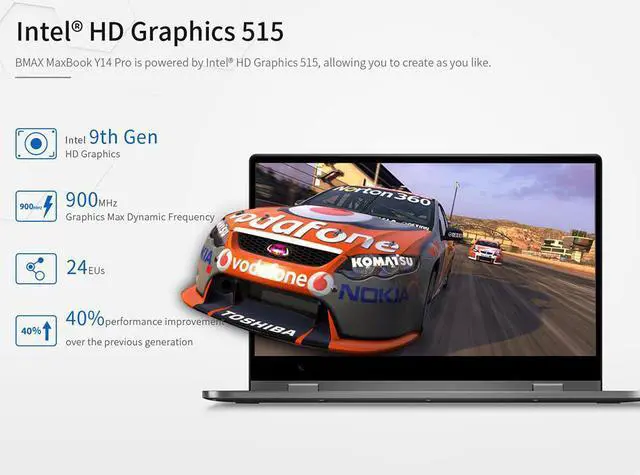 Alt view image 3 of 7 - NEW BMAX MaxBook Y14 Pro 360° 2-in-1 14.1" Notebook HD Display Intel Core M7 8GB 256GB SSD Windows 10 Laptop