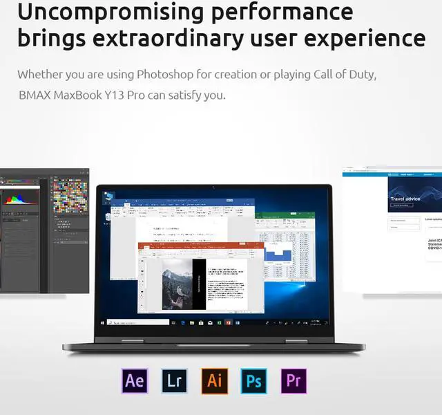 Alt view image 6 of 7 - BMAX Y13 Pro 13.3" Convertible 2 in 1 FHD  Intel Core m5-6Y54 Windows 10 8GB RAM 256GB SSD 1920*1080 IPS LED Backlit Keyboard touch screen laptops PC