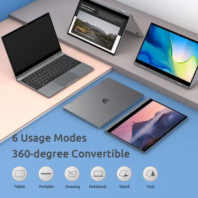 Alt view image 7 of 7 - BMAX Y13 Pro 13.3" Convertible 2 in 1 FHD  Intel Core m5-6Y54 Windows 10 8GB RAM 256GB SSD 1920*1080 IPS LED Backlit Keyboard touch screen laptops PC