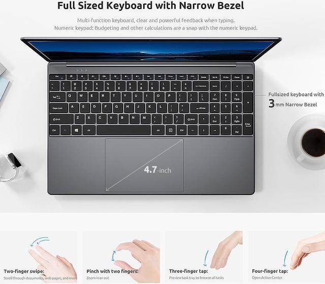 Alt view image 6 of 7 - BMAX X15 Laptop15.6" FHD (1920 x 1080) Display Intel 4120 CPU Quad Core windows10 Notebook 1920*1080 8GB RAM 512GB ROM Dual Wifi HDMI USB GameLaptops