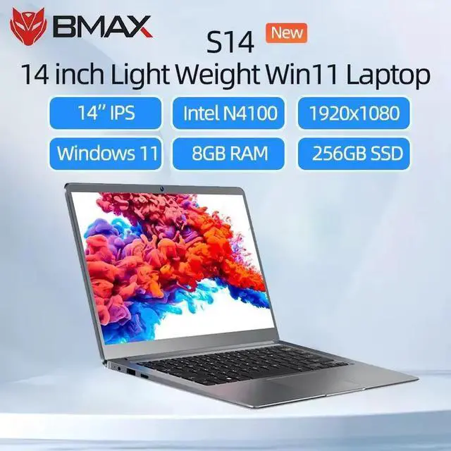 Alt view image 2 of 7 - BMAX Laptop 14" 8GB RAM 256GB SSD Laptops Computer Intel Celeron N4100 Quad Core Processor Windows 11 Laptop 1920x1080 HD Thin Traditional Laptops Computer