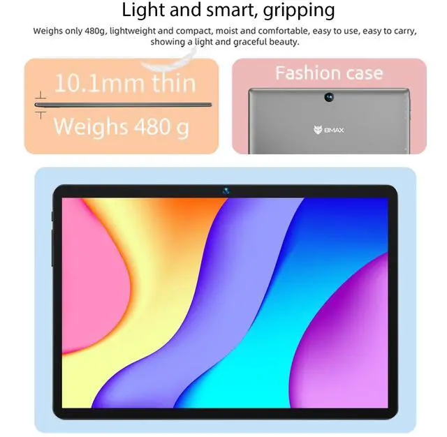 Alt view image 3 of 7 - BMAX I9 Plus Android 15  Tablet  12GB RAM(4GB+8GB Expand) + 64GB ROM 10.1" 1280*800 IPS Touch Scree RK3562 Quad Core Port Tablets PC WIFI 6 (2.4GHz+5GHz No LTE)6000mAh Battery Front Camera Kids Tablet
