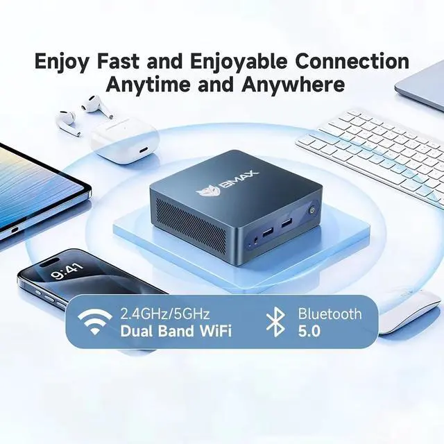 Alt view image 4 of 6 - BMAX B1 Plus Mini PC 6GB RAM 128GB ROM Intel J3355 Supports 4K@60Hz Intel HD Graphics 500 Dual Band Wifi Bluetooth 5.0 HDMI USB