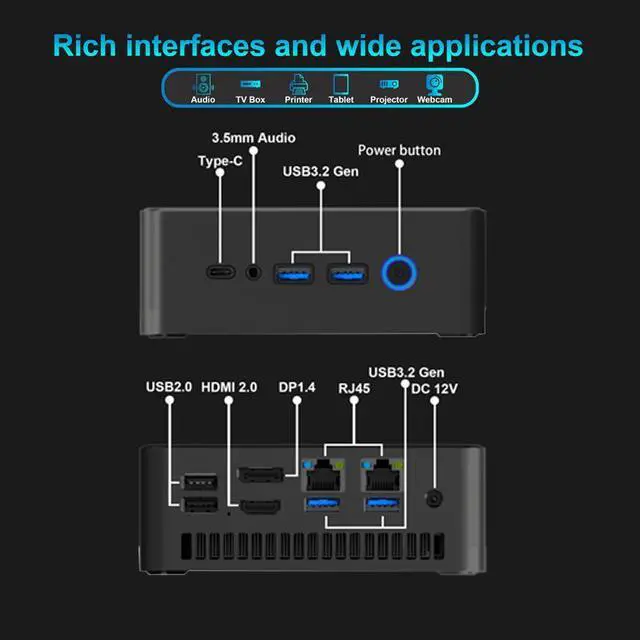 Alt view image 6 of 6 - ERVPES E1 Pro Mini PC Intel Celeron N4505 8GB DDR4+256GB NVMe Bluetooth 5.0 Wi-Fi 5