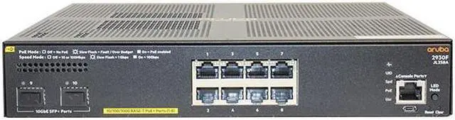 Alt view image 2 of 2 - HPE Aruba JL258A - Aruba 2930F Switch 8G PoE+ 2SFP+ Switch 8 ports - managed - rack-mountable