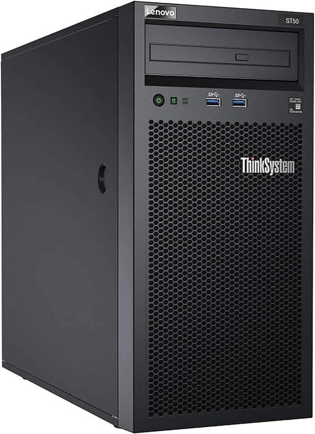 Alt view image 2 of 2 - Lenovo ThinkSystem ST50 Tower Server Bundle Including APC BR1500MS 1500VA UPS, Intel Xeon 3.4GHz CPU, 64GB DDR4 2666MHz RAM, 12TB HDD Storage, JBOD RAID