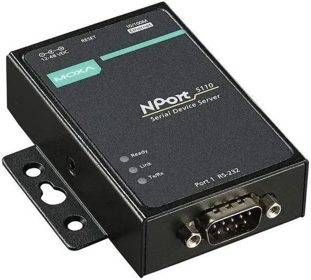 Alt view image 2 of 2 - MOXA NPort 5110-1 Port Serial Device Server, 10/100 Ethernet, RS232, DB9 Male