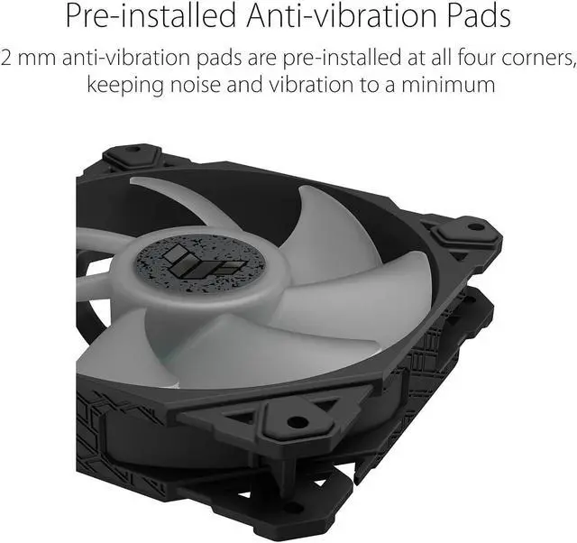 Alt view image 6 of 19 - ASUS TUF Gaming TF120 ARGB Chassis Fan 3-Pin Customizable LEDs Blade, Advanced Fluid Dynamic Bearing, 120mm PWM Control, Anti-vibration Pads, Double-layer LED Array for Computer Case & Liquid Radiator