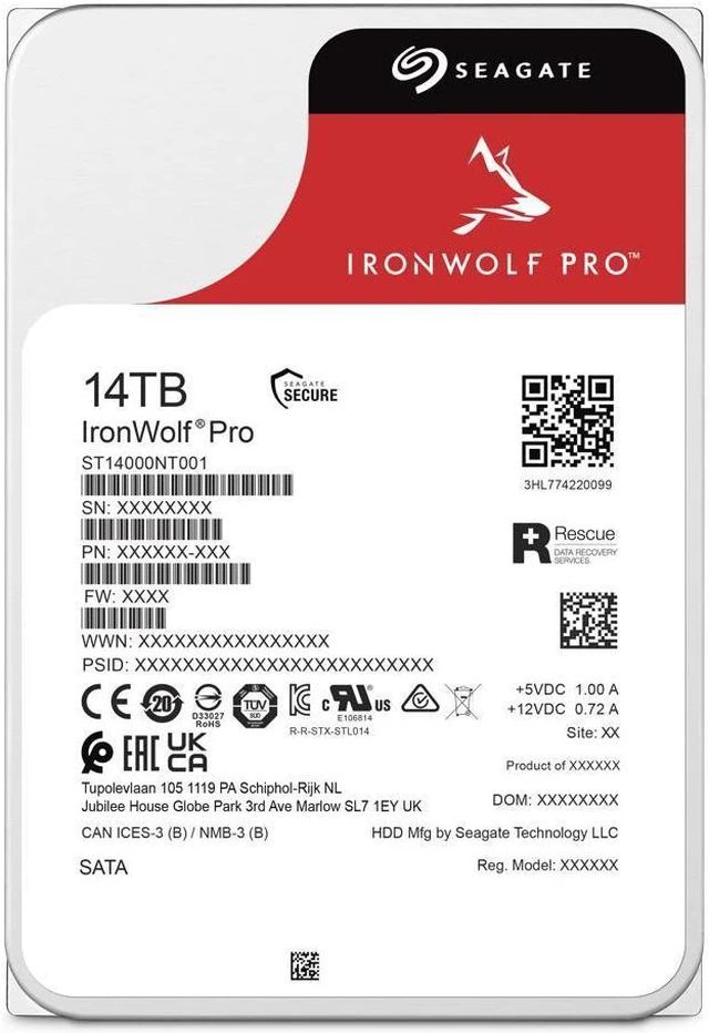 Alt view image 4 of 4 - Sea IronWolf Pro 14TB NAS Hard Drive 7200 RPM 256MB Cache CMR SATA 6.0Gb/s 3.5" Internal HDD ST14000NE0008