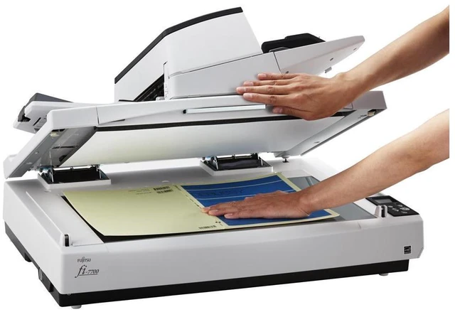 Alt view image 4 of 6 - Ricoh / Fujitsu fi-7700 PA03740-B005 Duplex 600 DPI x 600 DPI Production-class ADF + Flatbed document scanner
