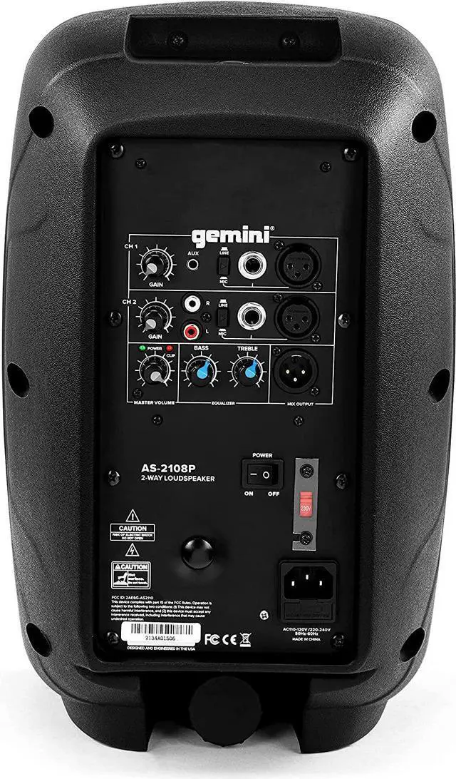 Alt view image 4 of 8 - Gemini Sound 2-Channel Power Speaker with Handles - 500W