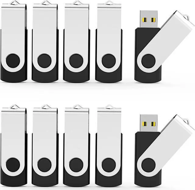 Main image of 10 Pack 8GB USB Flash Drive Flash Drives USB 2.0 Thumb Drive Memory Stick Zip Drives Bulk (8GB 10 Pack Black)