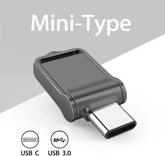 Alt view image 2 of 3 - Type C OTG USB Flash Drive 64GB 64GB USB 3.0+Type C 2 in 1 OTG Dual WaterproofUSB Memory Stick with Keychain Metal-Black