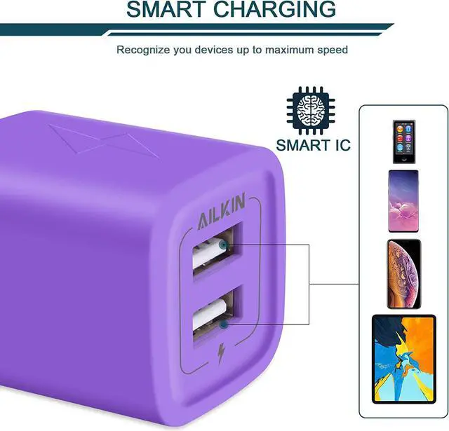 Alt view image 4 of 7 - USB Plug Wall Charger Fast Charging Block Power AC Adapter Dual Port Charge Cube Travel Brick Cell Phone Quick Chargers Box for iPhone 13/12/11 pro/X/8/7 iPad Samsung Phones USB Charging Base