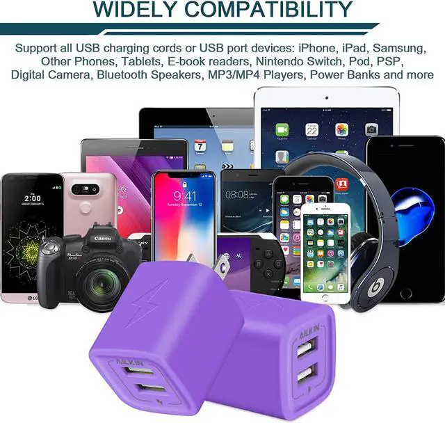 Alt view image 7 of 7 - USB Plug Wall Charger Fast Charging Block Power AC Adapter Dual Port Charge Cube Travel Brick Cell Phone Quick Chargers Box for iPhone 13/12/11 pro/X/8/7 iPad Samsung Phones USB Charging Base