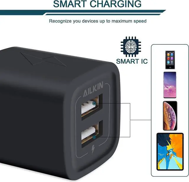 Alt view image 4 of 7 - Wall Charger Plug USB Charger Cube Ailkin 2.1A 2-Muti Port USB Adapter Power Plug Charging Station Box Base for iPhone 12/12Pro/11 Pro Max/X/8/7 iPad Samsung Phones and More USB Charging Block