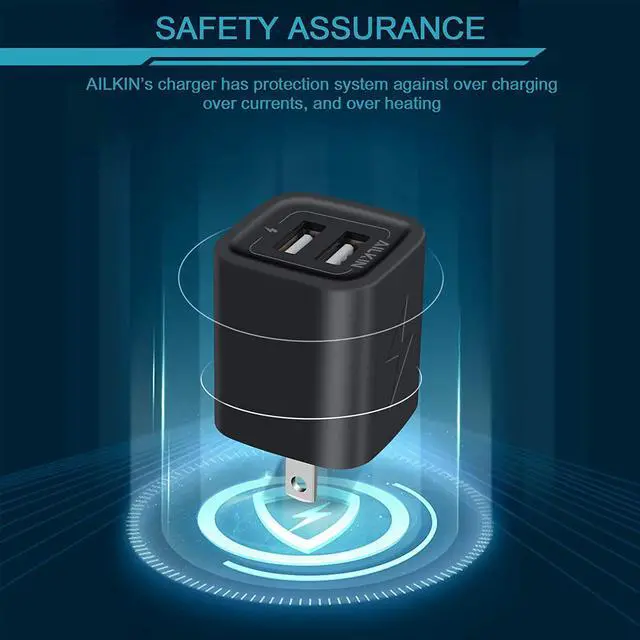Alt view image 5 of 7 - Wall Charger Plug USB Charger Cube Ailkin 2.1A 2-Muti Port USB Adapter Power Plug Charging Station Box Base for iPhone 12/12Pro/11 Pro Max/X/8/7 iPad Samsung Phones and More USB Charging Block