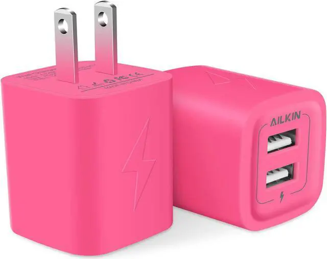 Main image of Wall Charger, AILKIN USB Plug Fast Charging Block, Power Adapter Cube 2 Port Charge Travel Brick Cell Quick Chargers Box for iPhone Samsung Galaxy USB Box Base Brick