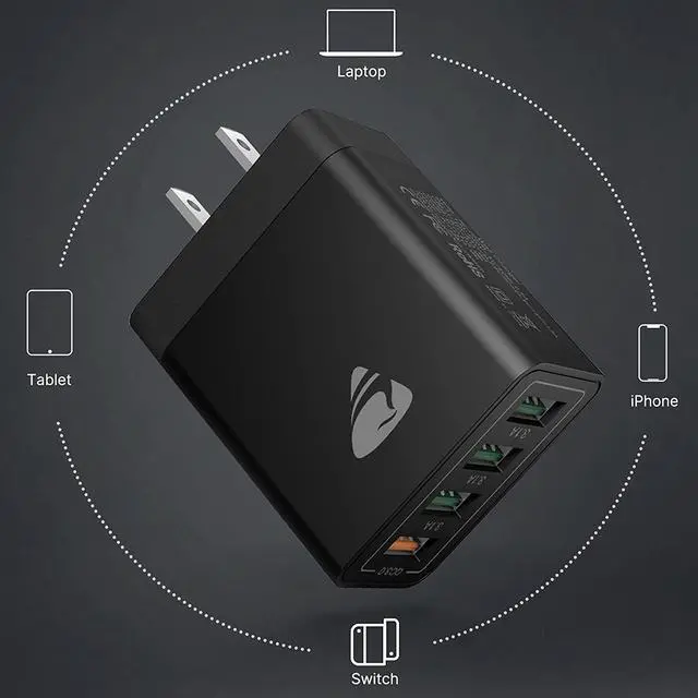 Alt view image 3 of 7 - USB Wall Charger Block,Aioneus 40W 4-Port Charging Block,QC 3.0 Fast USB Wall Plug for iPhone 15/14 Max/XR/X/8/7/6,Tablets,Charging Cube with Galaxy/Note/Edge,LG,Nexus,HTC,Google Pixel,and More