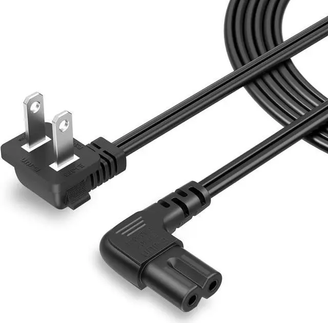 Main image of CableCreation 10 Feet 18 AWG Angled 2-Slot Non-Polarized Angle Power Cord for Samsung TV LG TCL Replacement (IEC320 C7 to Nema 1-15P), 3M
