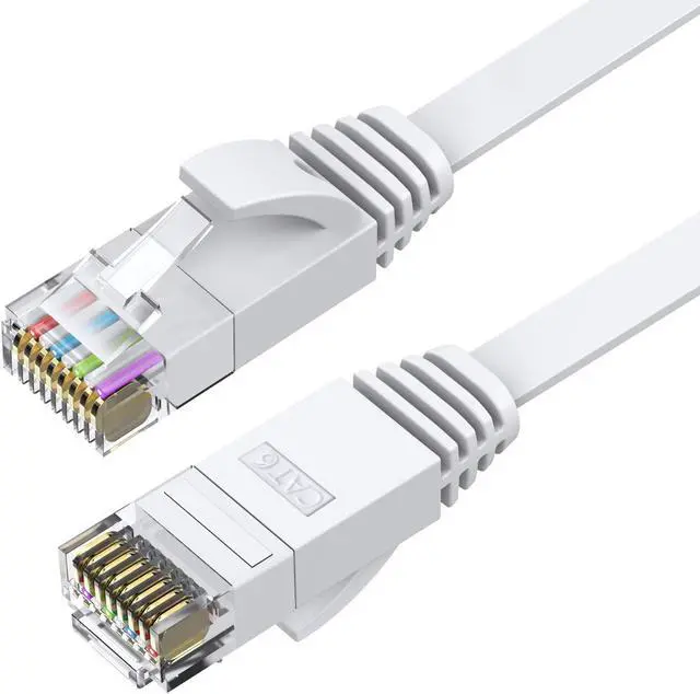 Alt view image 2 of 7 - Cat6 Ethernet Cable 40 FT White, BUSOHE Cat-6 Flat RJ45 Computer Internet LAN Network Ethernet Patch Cable Cord - 40 Feet