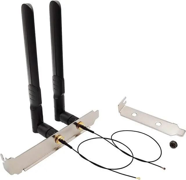 Main image of WiFi Antenna 8dBi RP-SMA Male 2.4Ghz 5.8Ghz Dual Band + 10in U.FL IPEX MHF4 to RP SMA Female Extension Cable for M.2 NGFF + Computer Back Slot Cover Bracket