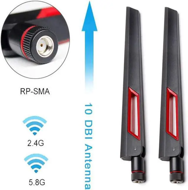 Alt view image 4 of 6 - WiFi Antenna Dual Band 2.4GHz 5.8GHz 10 DBI RP-SMA Router for PCI-E WiFi Network Card USB Wireless Adapter Security IP Camera and ASUS RT-AC68u